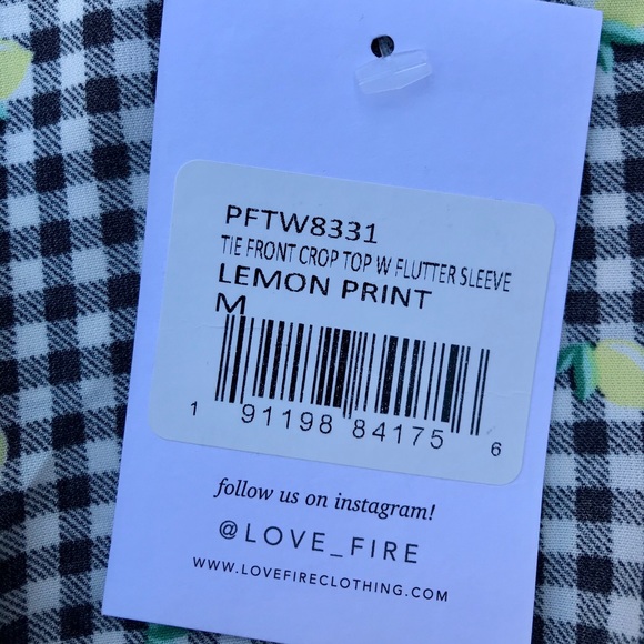 NWT Love, Fire Gingham & Lemon Crop Top Size M - Picture 6 of 10